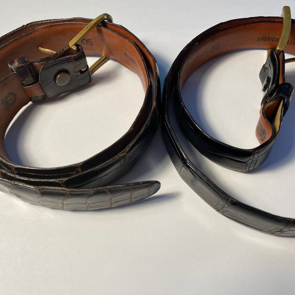 Torino Leather ®️  Genuine American Alligator Skin Belts (2) - Brown & Black 32